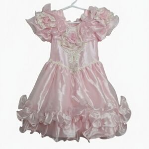 Vintage Kids Collection Made in USA Bubblegum Pink Frilly Ruffly Pagent Dress 6